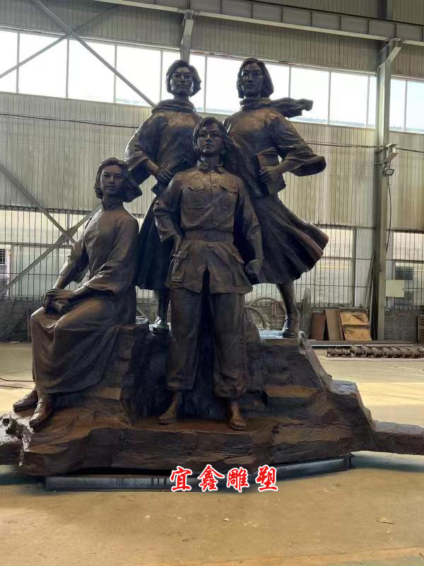 组雕人物铸铜雕塑四女烈士英雄雕塑